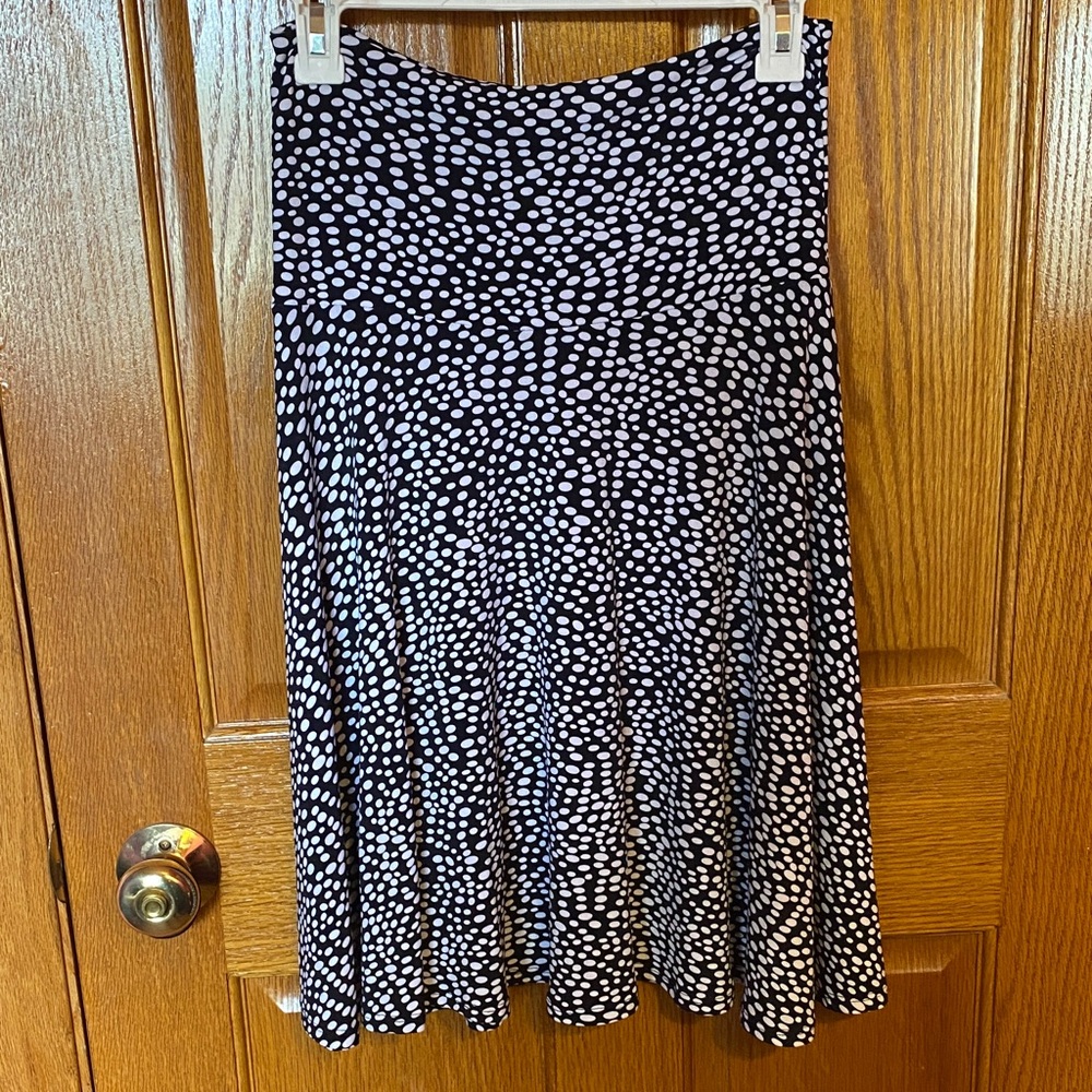 dressbarn Black and White Patterned A-Line Skirt